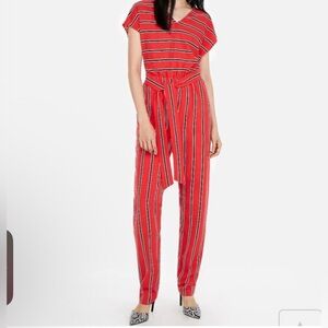 Express red striped women's jumpsuit in size S